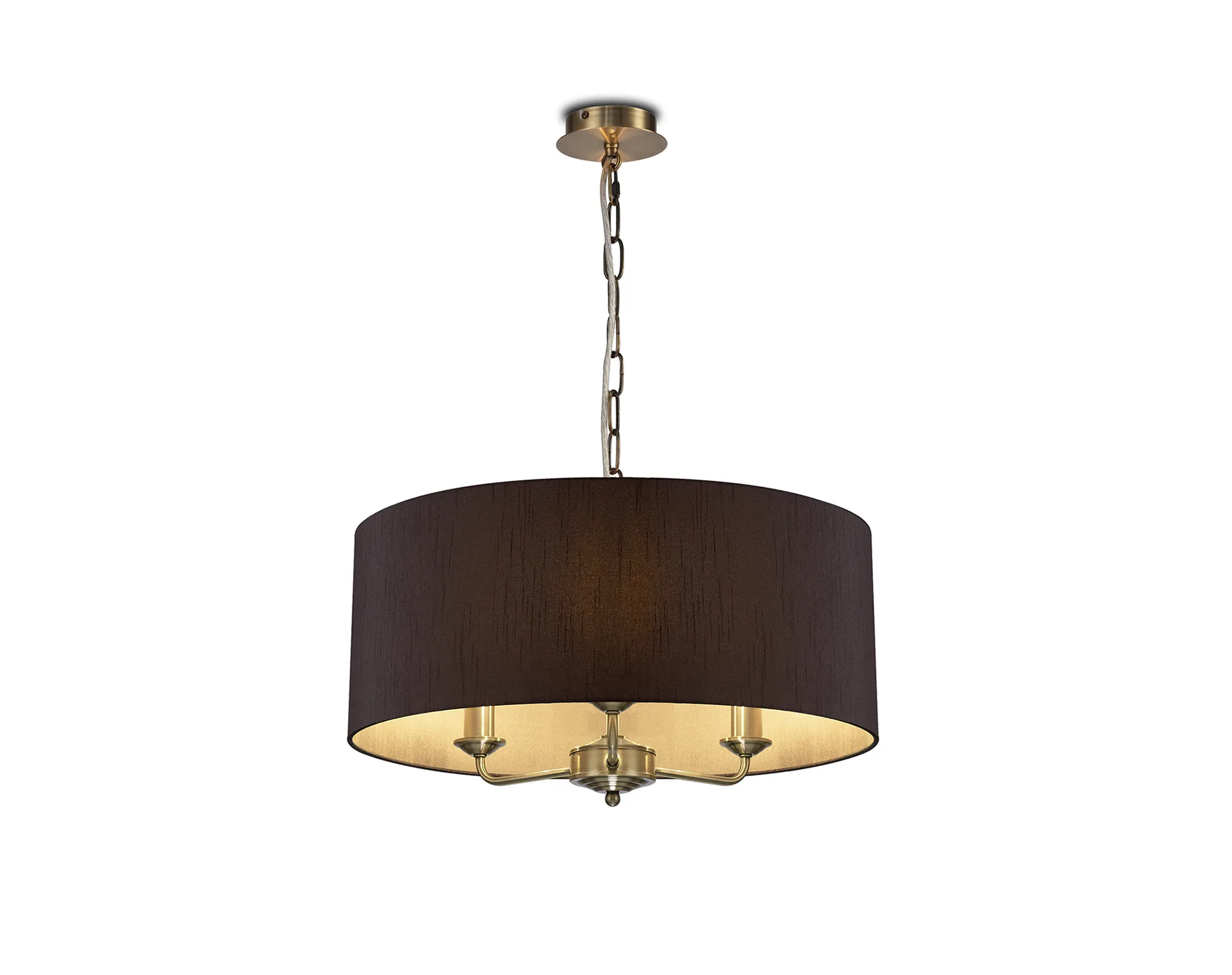 DK0047  Banyan 50cm 3 Light Pendant Antique Brass, Black